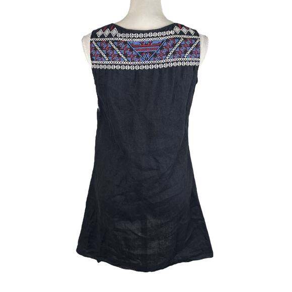 Johnny Was Jojo Linen Embroidered Asymmetrical Tunic Mini Dress Size Small - Picture 4 of 9